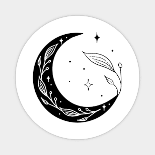 Art Deco Floral Crescent Moon Magnet